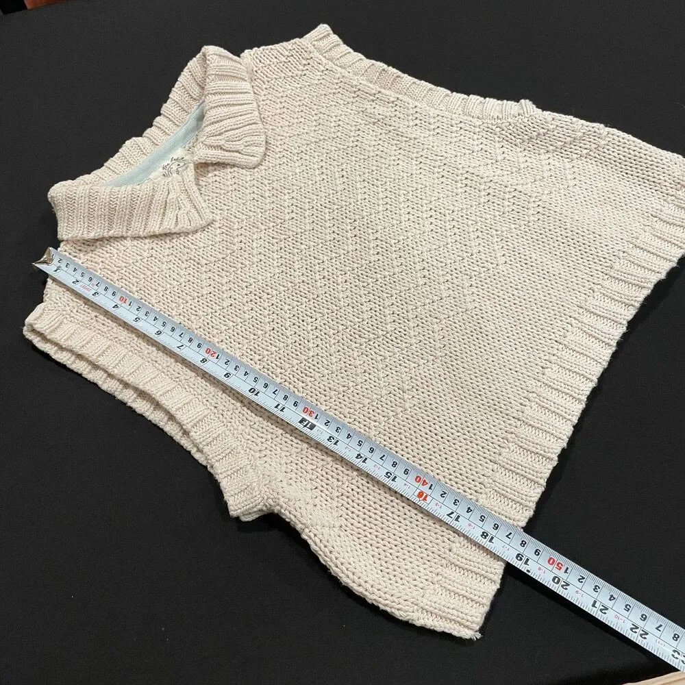 ~ Boho Free People Sm Sweater Loose Knit Cream We The Free Soft Beachy Tank